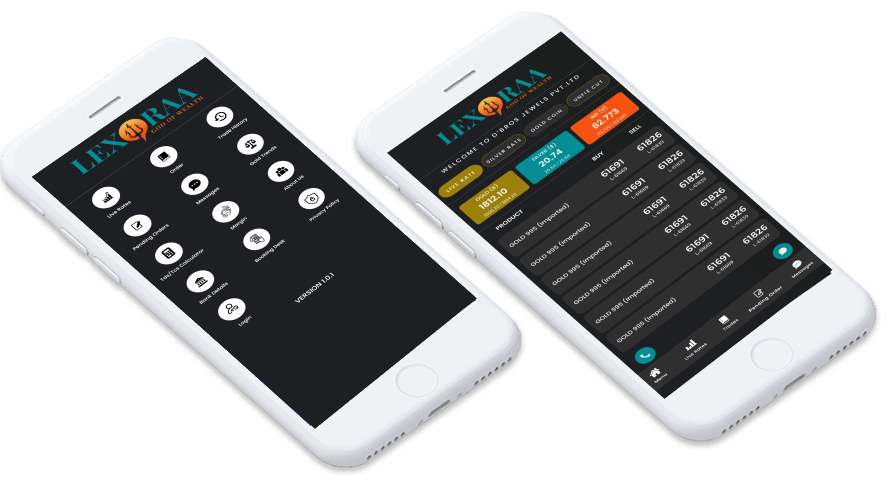 Screenshots of the mobile application interface